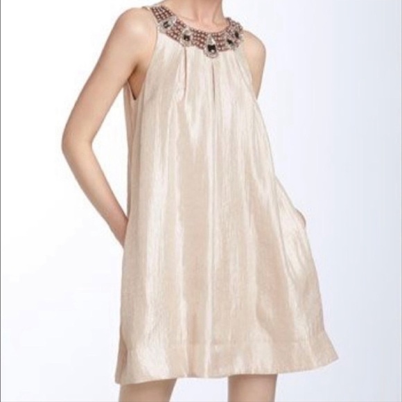 Alexia Admor Champagne Jeweled Dress Size XS - Picture 1 of 6